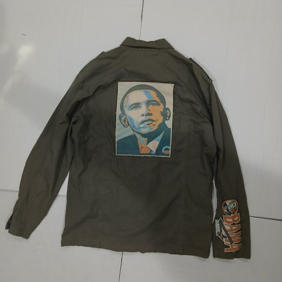 Point Zero Military Green Obama Patches Shirt/Jacket size XL. - Picture 14 of 14